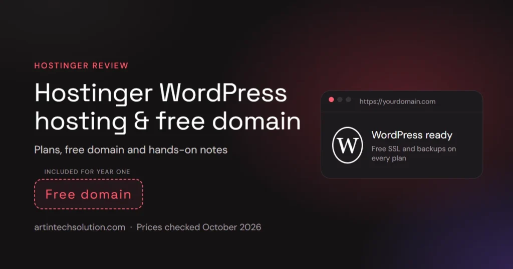 Hostinger WordPress hosting with a free domain for the first year